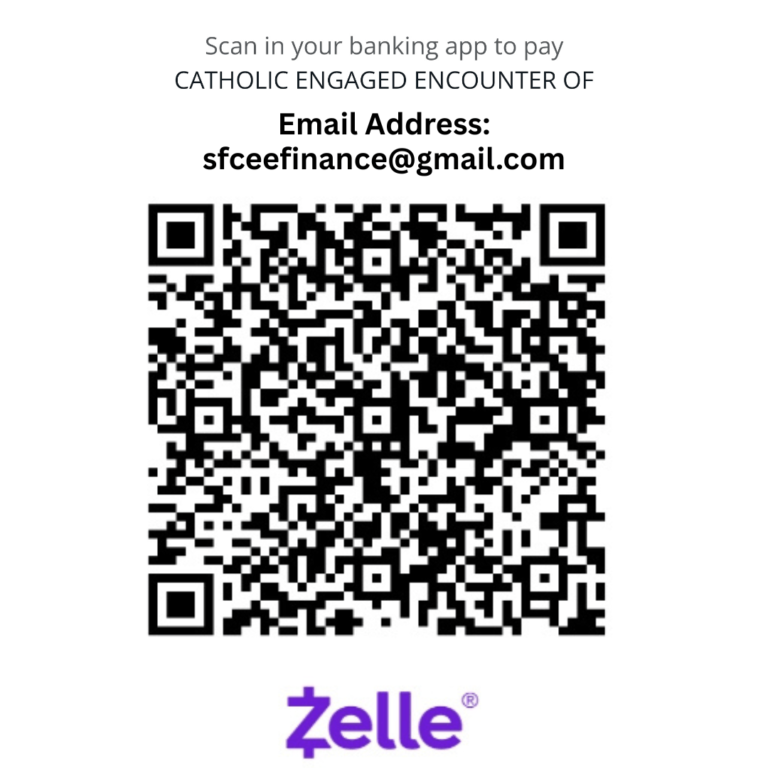 DONATION FOR SAN FRANCISCO CATHOLIC ENGAGED ENCOUNTER (SFCEE) Zelle QR Code for sfceefinance@gmail.com